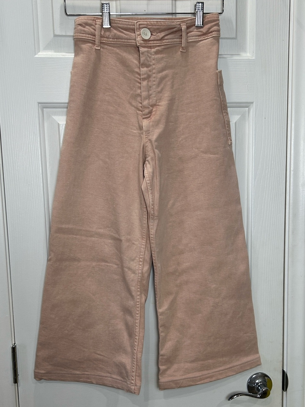 ZARA The Marine Straight High Rise Wide Leg Crop Jeans Pink Size 0 - Picture 11 of 11